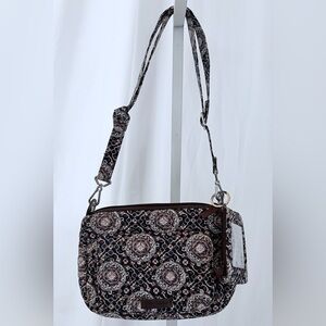 Vera Bradley Black and Brown Mini Carson Discontinued Bag